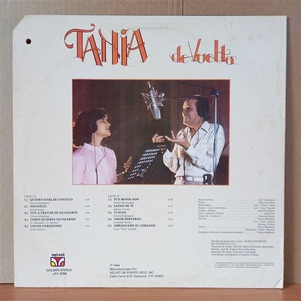 TANIA – DE VUELTA (1986) - LP 2.EL PLAK