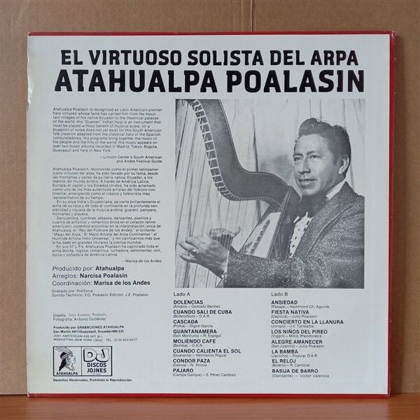 ATAHUALPA POALASIN – EL VIRTUOSO SOLISTA DEL ARPA - LP 2.EL PLAK