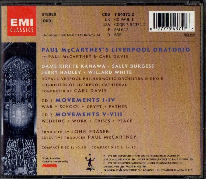 PAUL MCCARTNEY & CARL DAVIS - LIVERPOOL ORATORIO (1991) - 2CD CONTEMPORARY CLASSICAL 2.EL