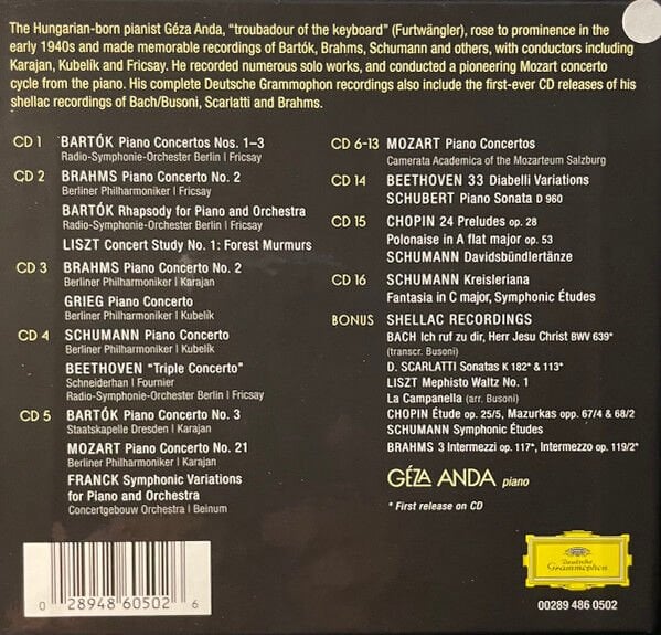 GEZA ANDA – COMPLETE DEUTSCHE GRAMMOPHON RECORDINGS (2021) - 17CD BOX SET AMBALAJINDA SIFIR