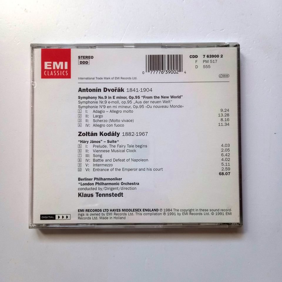 DVORAK: SYMPHONY NO. 9 ''FROM THE NEW WORLD'' / KODALY: HARY JANOS - SUITE / BERLINER PHILHARMONIKER, LONDON PHILHARMONIC ORCHESTRA, KLAUS TENNSTEDT (1991) - CD 2.EL