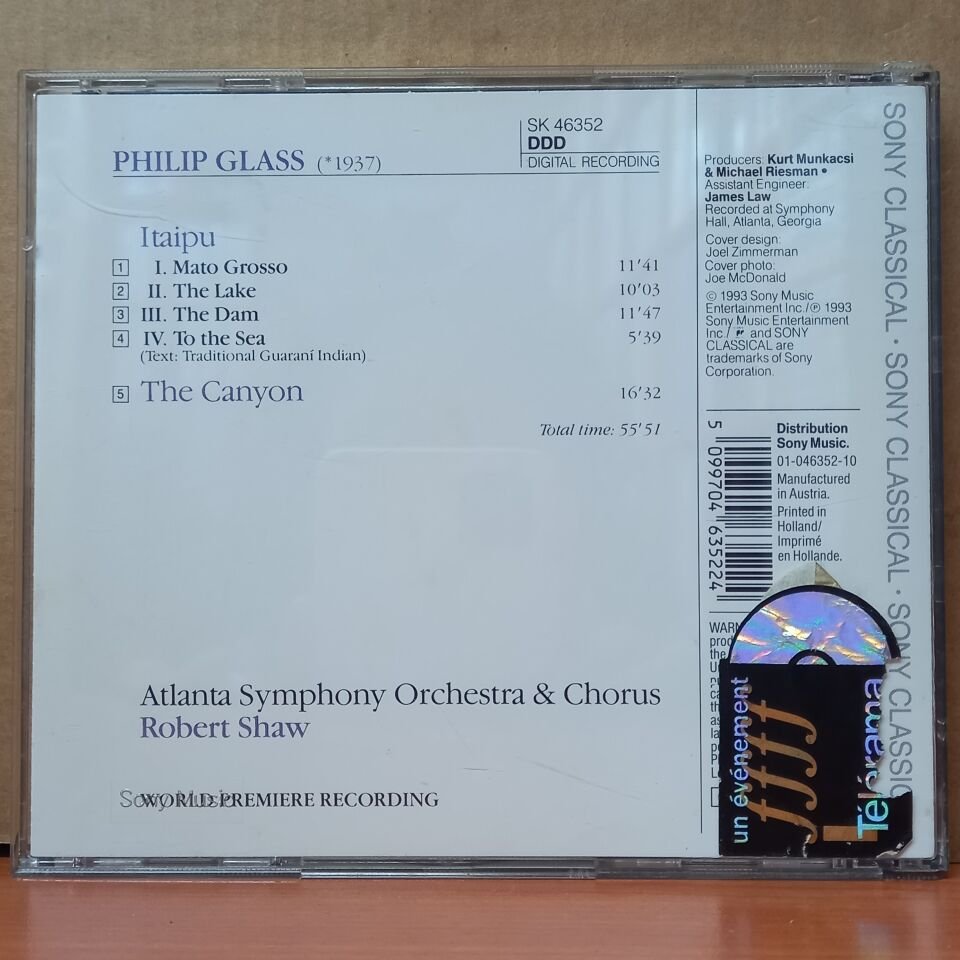 PHILIP GLASS - ITAIPU / THE CANYON / ATLANTA SYMPHONY ORCHESTRA AND CHORUS, ROBERT SHAW  (1993) - CD 2.EL