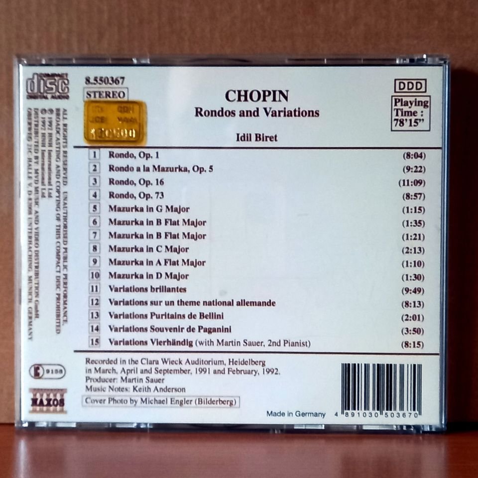 CHOPIN: RONDOS AND VARIATIONS / İDİL BİRET (1992) - CD 2.EL