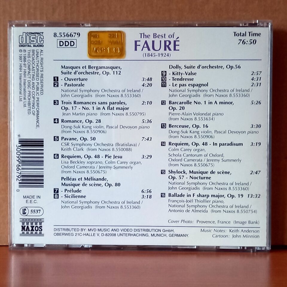 THE BEST OF FAURE / PAVANE, REQUIEM, PELLES ET MELISANDE, DOLLY SUITE, MASQUES ET BERGAMASQUES, ROMANCE, BALLADE AND OTHERS (1997) - CD 2.EL