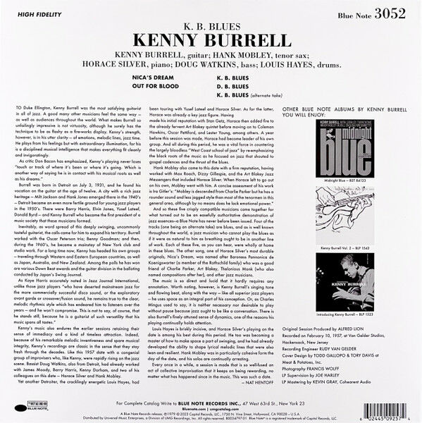 KENNY BURRELL - K.B.BLUES (1979) - LP BLUE NOTE TONE POET SERIES 180GR 2023 EDITION SIFIR PLAK