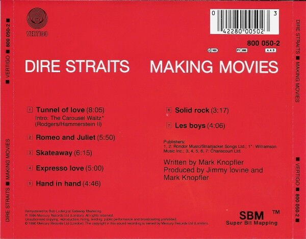 DIRE STRAITS – MAKING MOVIES (1980) - CD REMASTERED 1996 REISSUE JEWEL CASE AMBALAJINDA SIFIR