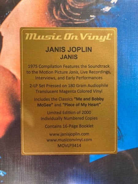 JANIS JOPLIN - JANIS (1975) - 2LP 180GR 2023 COLORED LIMITED EDITION SIFIR PLAK