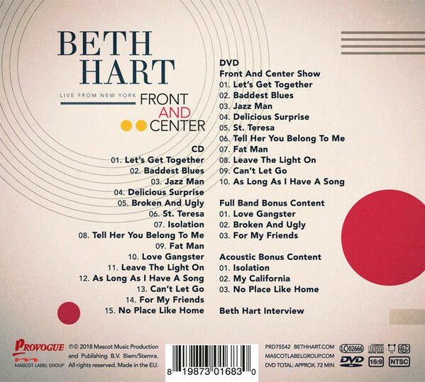BETH HART – FRONT AND CENTER /LIVE FROM NEW YORK (2018) - CD+DVD SIFIR