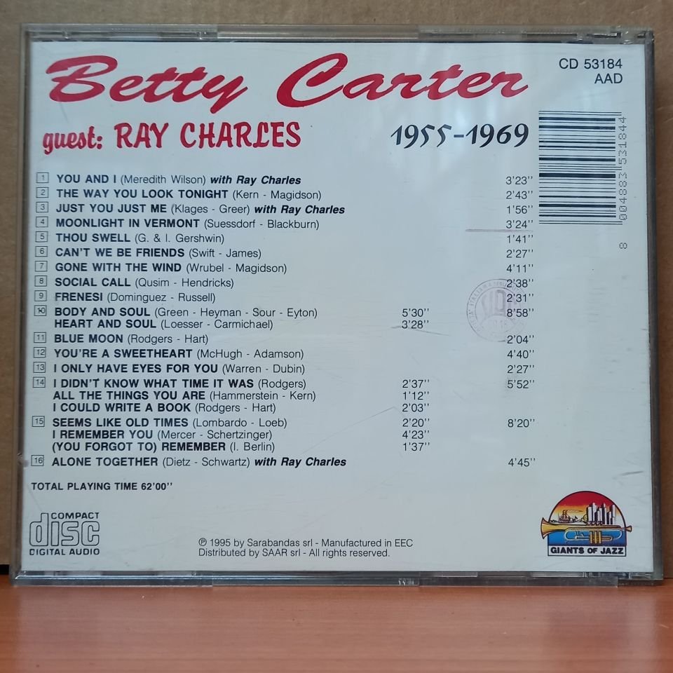 BETTY CARTER - 1955-1969 / GUEST: RAY CHARLES (1995) - CD 2.EL
