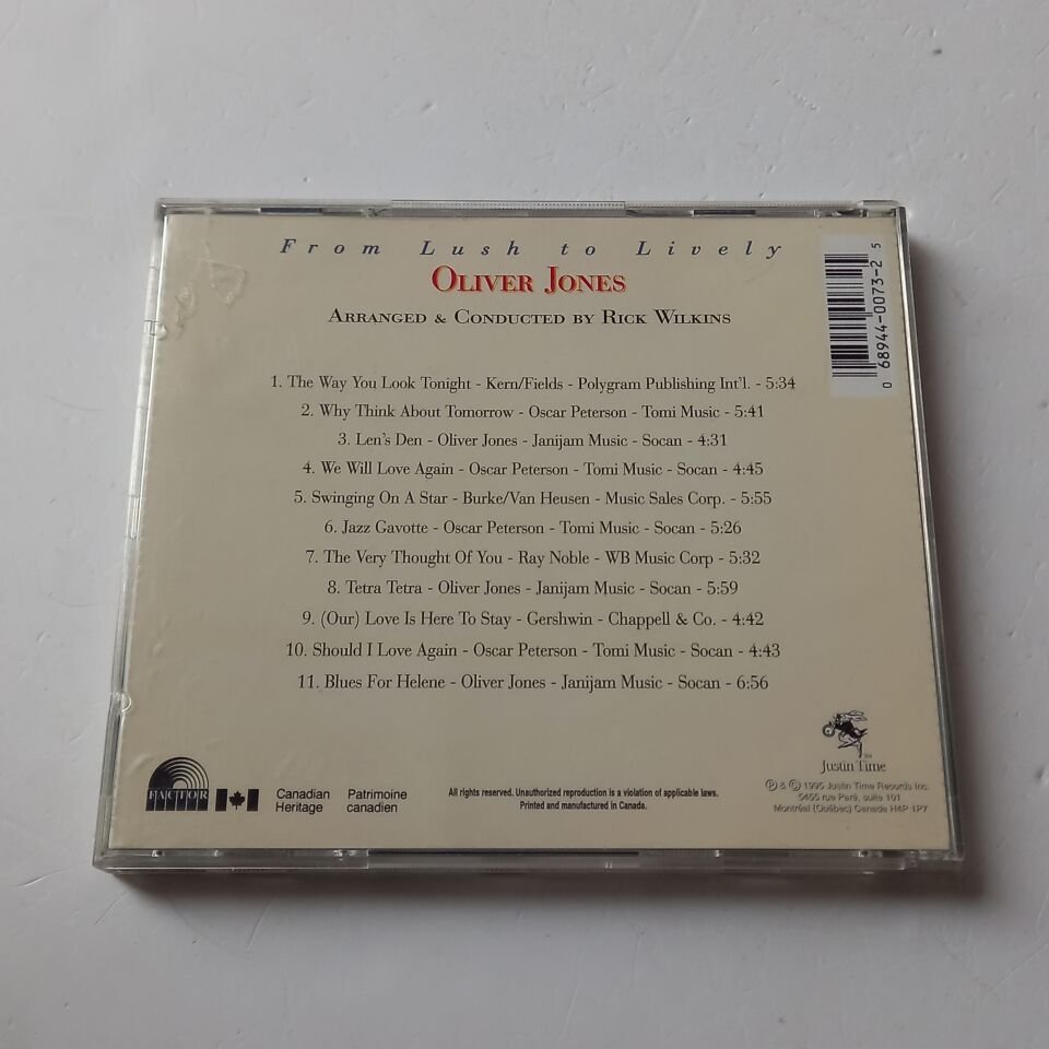 OLIVER JONES – FROM LUSH TO LIVELY / ARRANGED & CONDUCTED BY RICK WILKINS (1995) - CD 2.EL