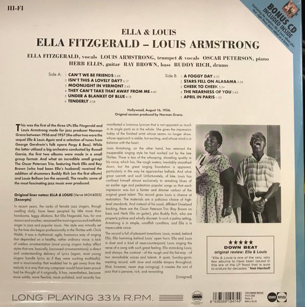 ELLA FITZGERALD & LOUIS ARMSTRONG - ELLA & LOUIS (1956) - LP + CD 2020 EDITION SIFIR PLAK