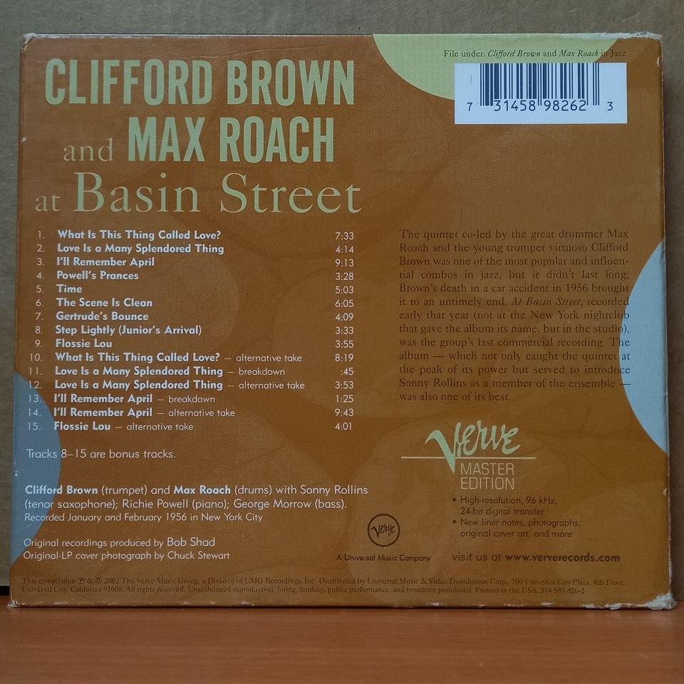 CLIFFORD BROWN AND MAX ROACH – AT BASIN STREET (2002) - CD 2.EL