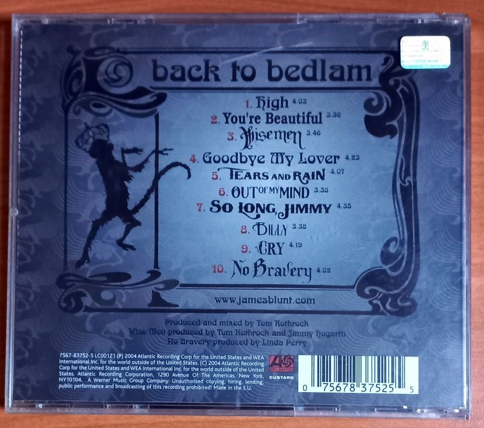 JAMES BLUNT – BACK TO BEDLAM (2004) - CD 2.EL