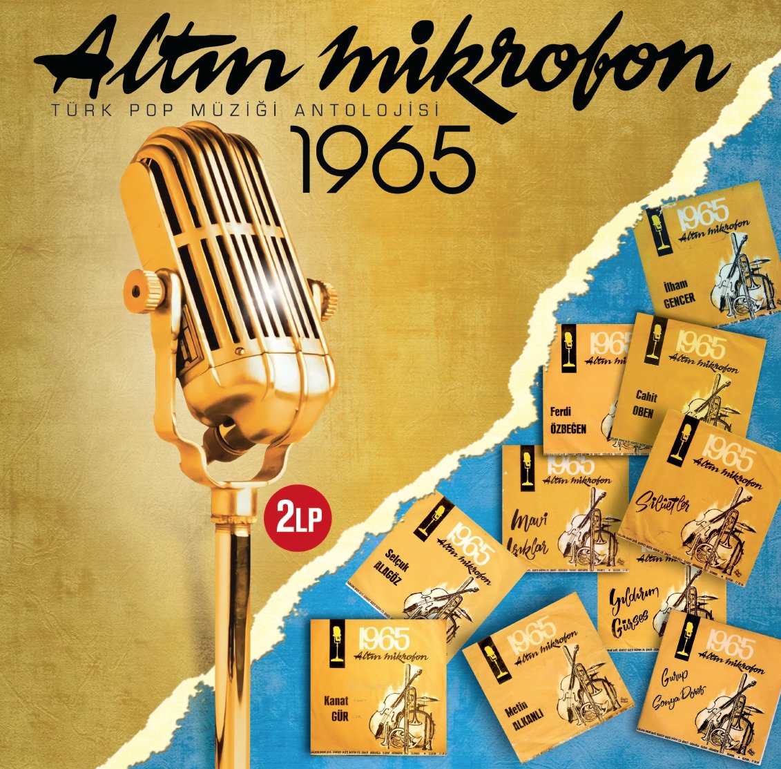 ALTIN MİKROFON 1965 - ÇEŞİTLİ SANATÇILAR MAVİ IŞIKLAR CAHİT OBEN SİLÜETLER FERDİ ÖZBEĞEN İLHAM GENCER - 2LP SIFIR PLAK