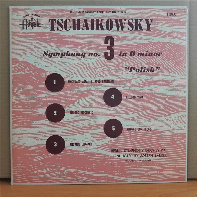 TCHAIKOVSKY: SYMPHONY NO.3, BERLIN SYMPHONY ORCHESTRA, JOSEPH BALZER - LP 2.EL PLAK