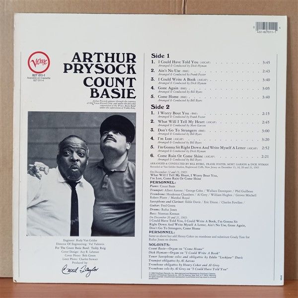 ARTHUR PRYSOCK / COUNT BASIE – ARTHUR PRYSOCK / COUNT BASIE (1989) - LP 2.EL PLAK