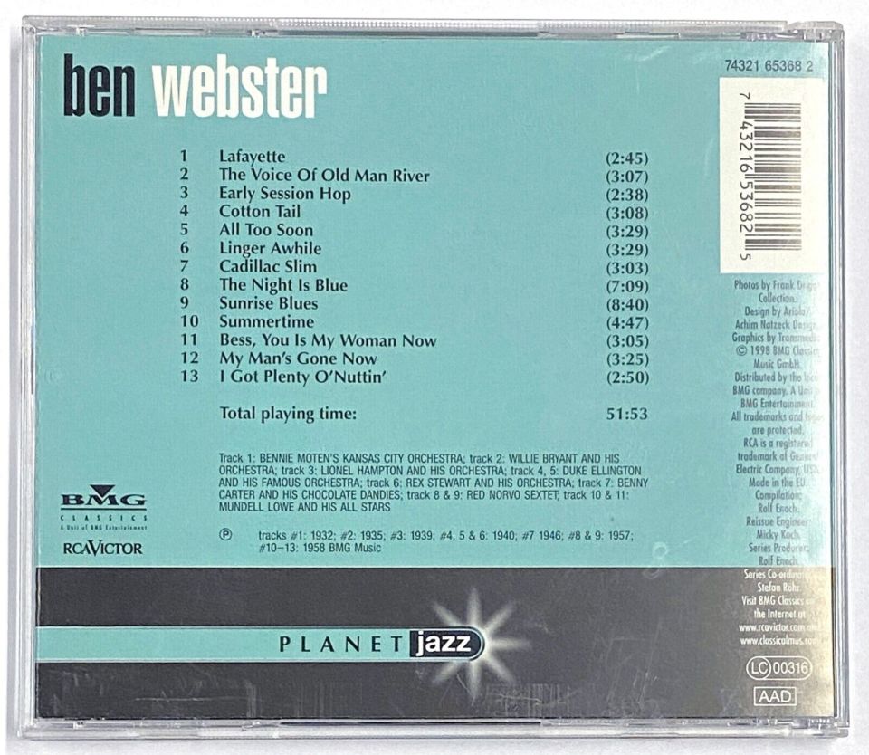 BEN WEBSTER (1997) CD COMPILATION AMBALAJINDA SIFIR