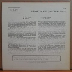 GILBERT & SULLIVAN: HIGHLIGHTS MIKADO, IOLANTE - LP 2.EL PLAK