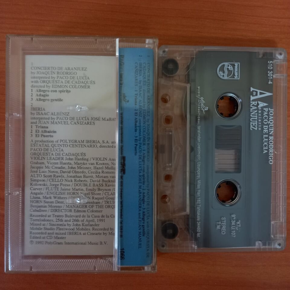 JOAQUIN RODRIGO, PACO DE LUCIA, ORQUESTA DE CADAQUES, EDMON COLOMER – CONCIERTO DE ARANJUEZ DE JOAQUIN RODRIGO (1992) - KASET 2.EL
