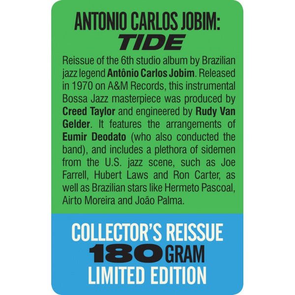 ANTONIO CARLOS JOBIM - TIDE (1970) - LP 180GR 2021 EDITION LATIN JAZZ , BOSSA NOVA SIFIR PLAK