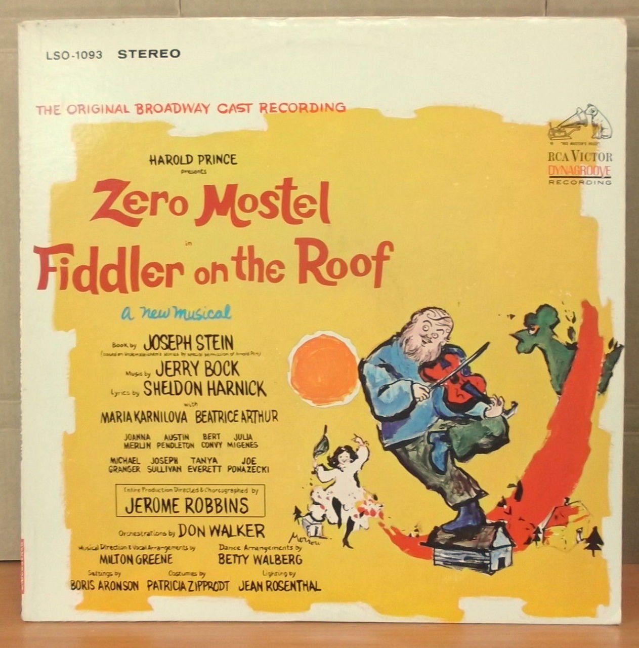 FIDDLER ON THE ROOF ZERO MOSTEL  ORIGINAL BROADWAY CAST RECORDING LP 2.EL