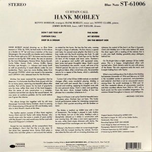 HANK MOBLEY FEATURING KENNY DORHAM & SONNY CLARK – CURTAIN CALL (1984) LP BLUE NOTE TONE POET SERIES 180GR 2022 EDITION SIFIR PLAK