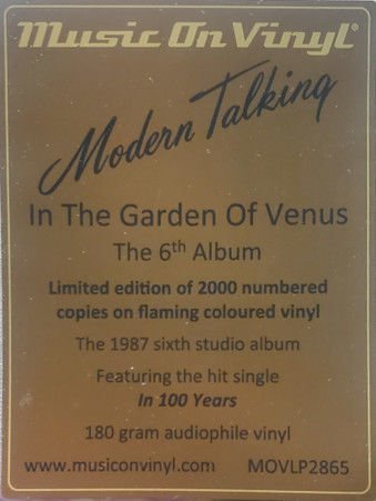 MODERN TALKING - IN THE GARDEN OF VENUS / 6TH ALBUM (1987) - LP 180GR 2023 COLOURED EDITION SIFIR PLAK