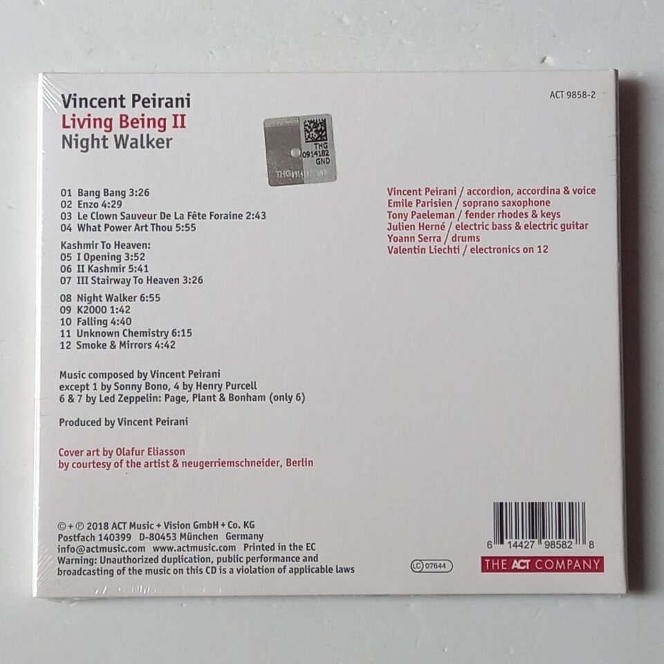 VINCENT PEIRANI – LIVING BEING II - NIGHT WALKER (2018) - CD AMBALAJINDA SIFIR