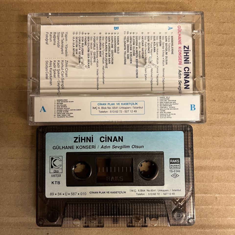 ZİHNİ CİNAN - GÜLHANE KONSERİ / ADIN SEVGİLİM OLSUN (1989) - KASET 2.EL