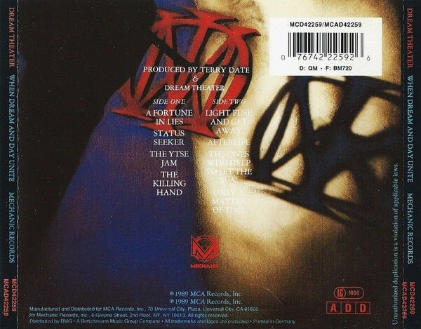 DREAM THEATER – WHEN DREAM AND DAY UNITE (1989) - CD REISSUE JEWEL CASE AMBALAJINDA SIFIR