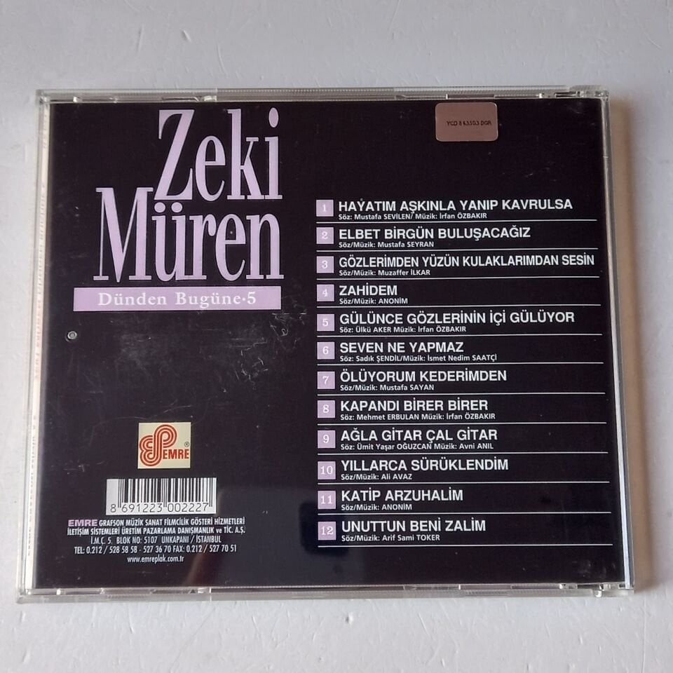 ZEKİ MÜREN – DÜNDEN BUGÜNE 5 (1991) - CD 2.EL