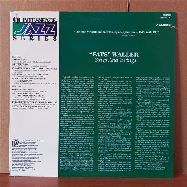 ''FATS'' WALLER – SINGS AND SWINGS (1978) - LP 2.EL PLAK