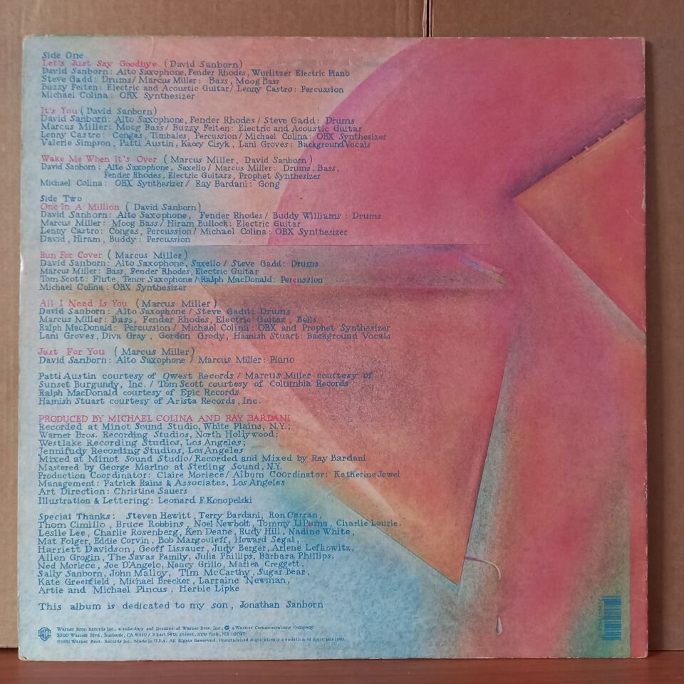DAVID SANBORN – VOYEUR (1981) - LP 2.EL PLAK
