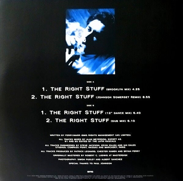 BRYAN FERRY - THE RIGHT STUFF (1987) - MAXI SINGLE 12'' 45RPM 2024 RSD (RECORD STORE DAY)  TRANSPARENT BLUE COLOURED LIMITED EDITION SIFIR PLAK