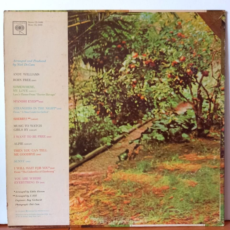 ANDY WILLIAMS – BORN FREE (1967) - LP 2.EL PLAK