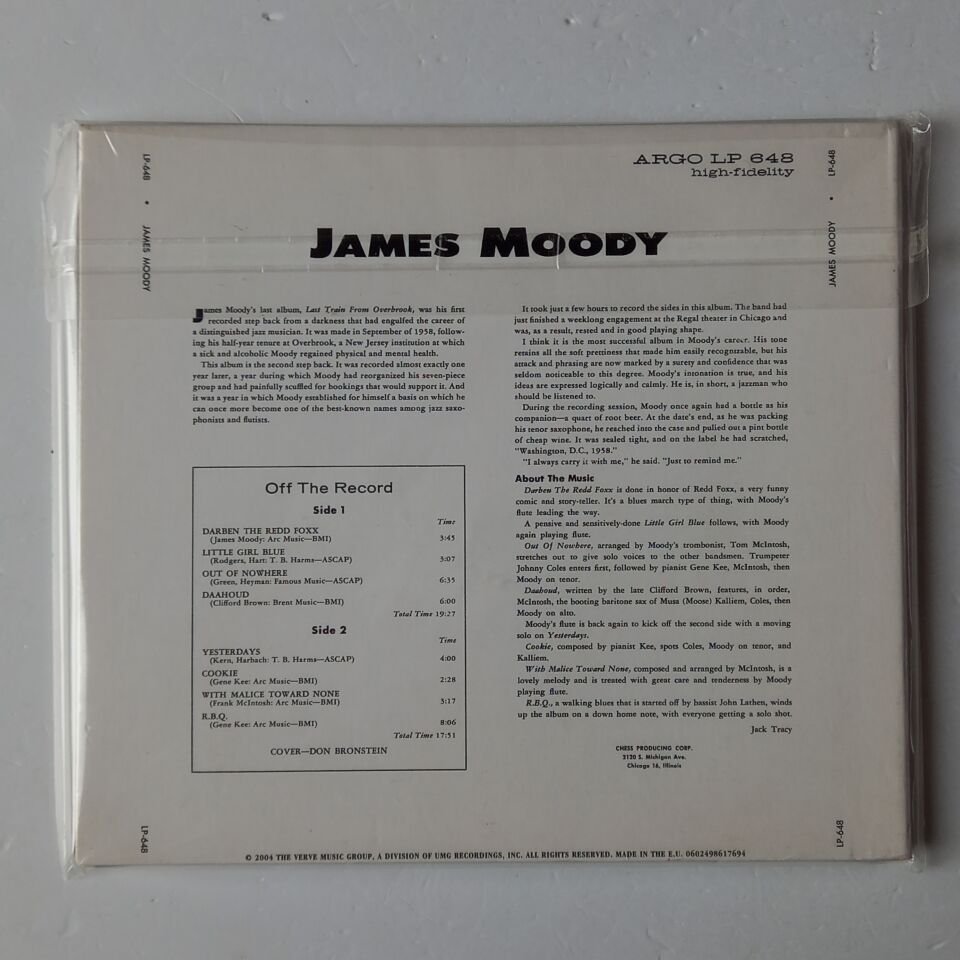 JAMES MOODY – JAMES MOODY (1959) - CD REMASTERED 2004 REISSUE 2.EL