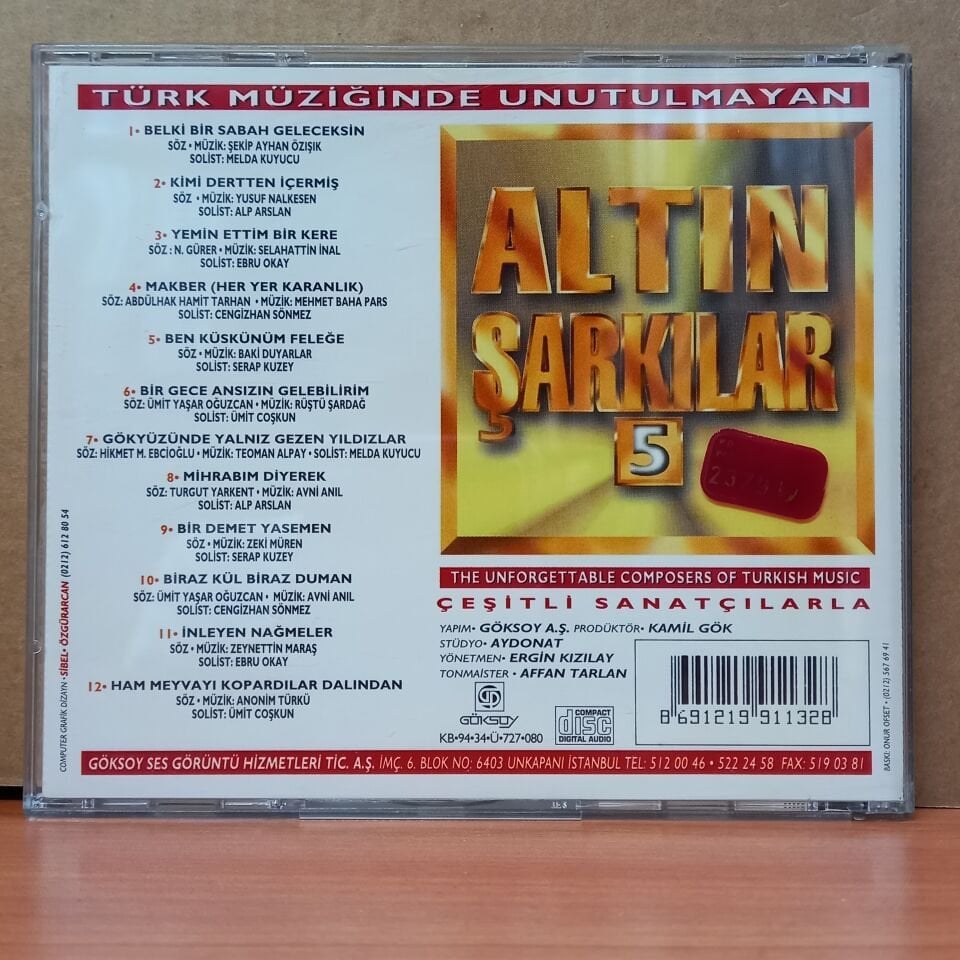 TÜRK MÜZİĞİNDE UNUTULMAYAN ALTIN ŞARKILAR - VOL 5 / ÇEŞİTLİ SANATÇILAR (1994) - CD KARIŞIK TÜRK SANAT MÜZİĞİ 2.EL