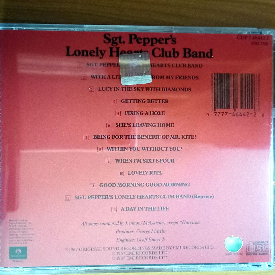 THE BEATLES – SGT. PEPPER'S LONELY HEARTS CLUB BAND (1987) - CD 2.EL