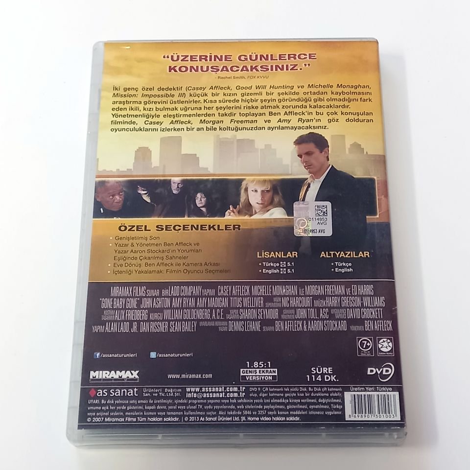 KIZIMI KURTARIN - GONE BABY GONE - CASEY AFFLECK, MICHELLE MONAGHAN, MORGAN FREEMAN, YÖN.: BEN AFFLECK - DVD 2.EL