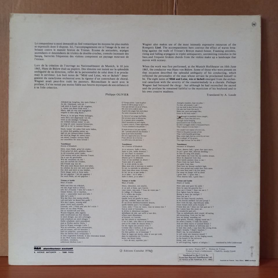 WAGNER: TRISTAN ET ISOLDE - TANNHAUSER / MONTSERRAT CABALLE, ORCHESTRE PHILHARMONIQUE DE STRASBOURG, ALAIN LOMBARD (1978) - LP 2.EL PLAK