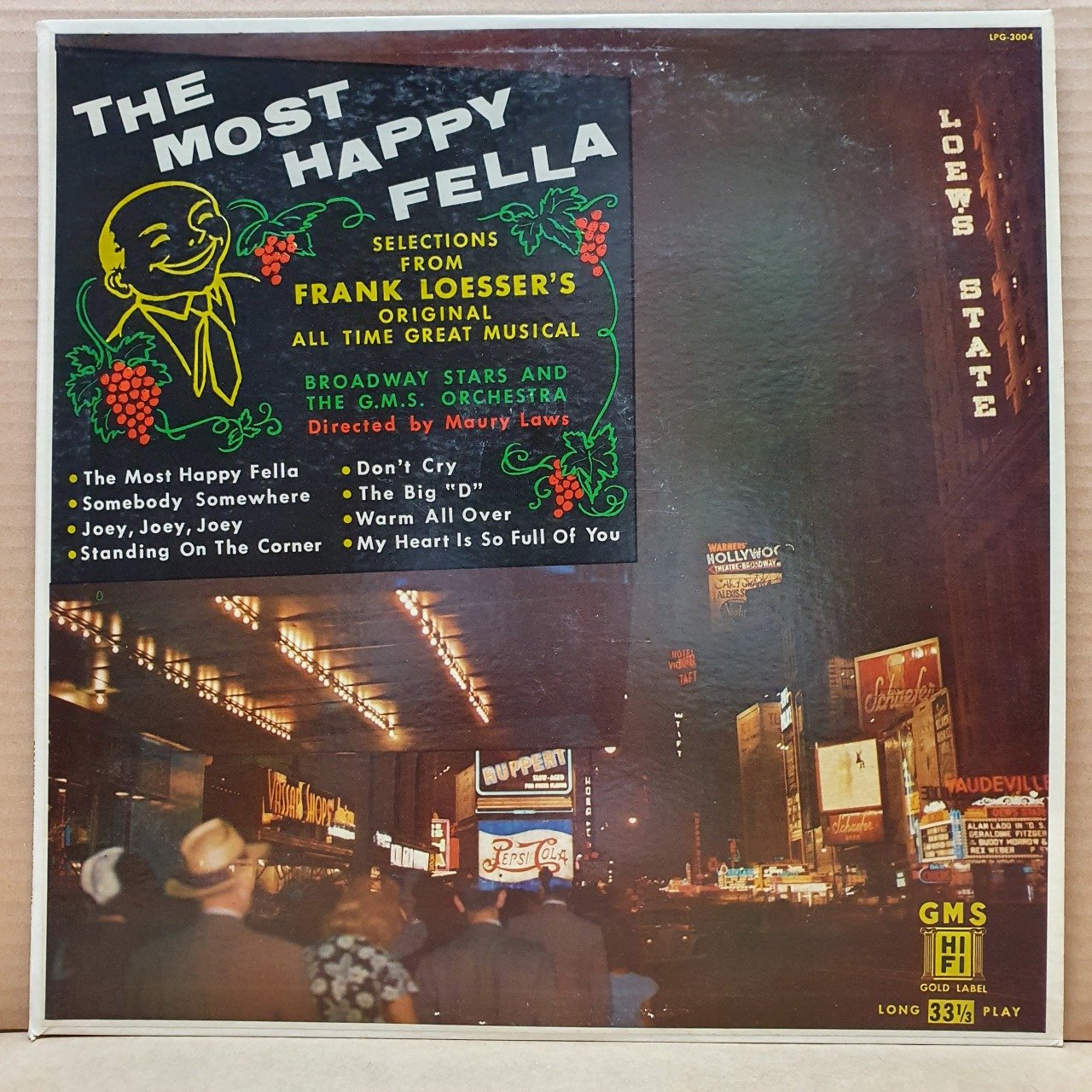 THE MOST HAPPY FELLA / SELECTIONS FROM FRANK LOSSER'S ORIGINAL ALL TIME GREAT MUSICAL (1958) - LP 2.EL PLAK