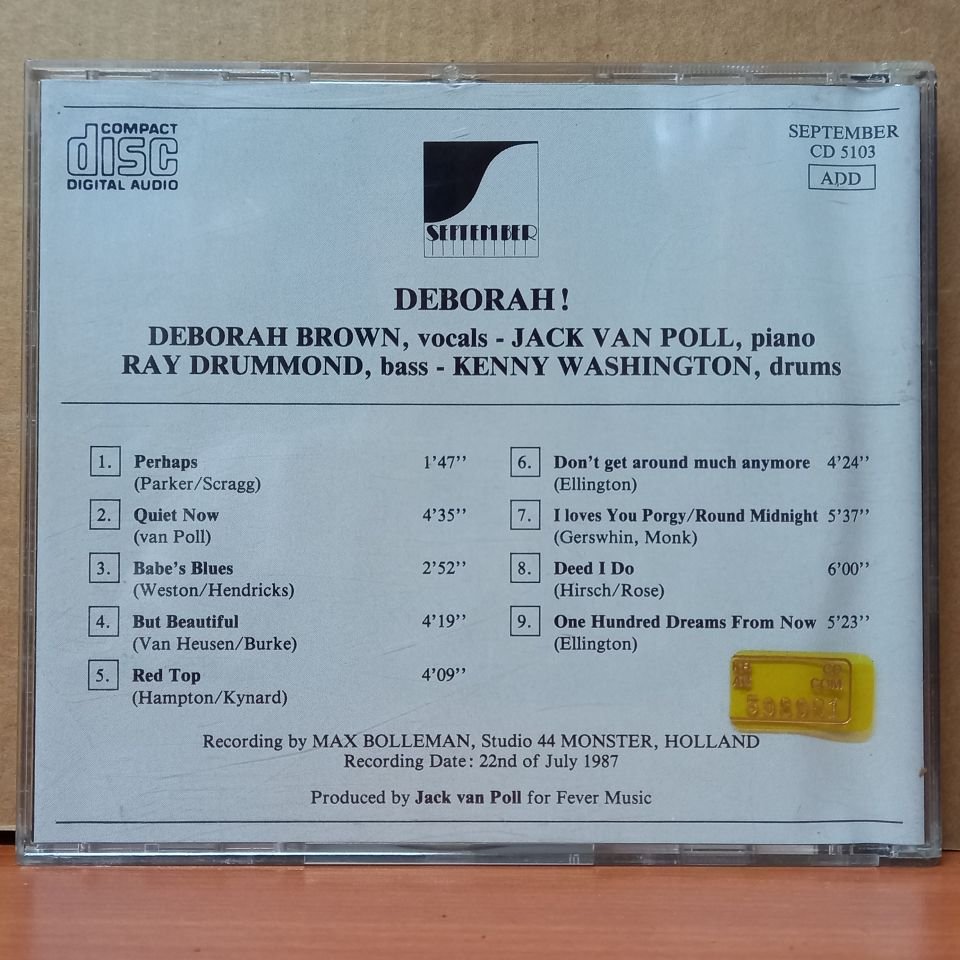 DEBORAH BROWN – DEBORAH! / JACK VAN POLL, RAY DRUMMOND, KENNY WASHINGTON (1987) - CD 2.EL