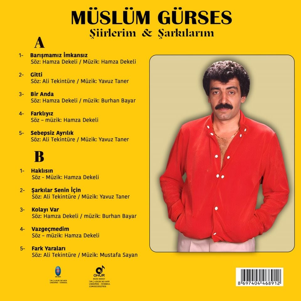 MÜSLÜM GÜRSES - ŞİİRLERİM & ŞARKILARIM (1997) - LP 2023 BASIM SIFIR PLAK