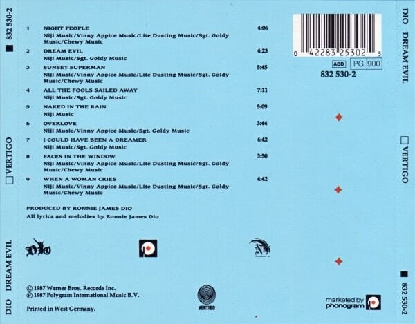 DIO – DREAM EVIL (1987) - CD REISSUE JEWEL CASE AMBALAJINDA SIFIR