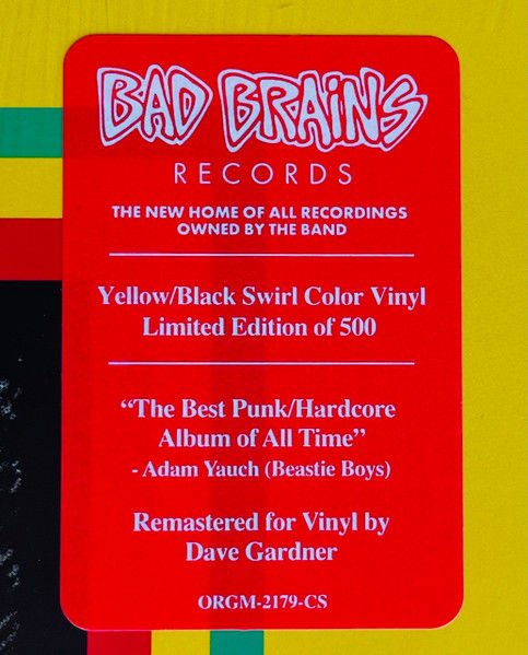 BAD BRAINS - BAD BRAINS (1982) - LP 2022 EDITION YELLOW/BLACK SWIRL COLORED SIFIR PLAK