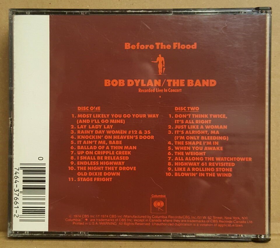 BOB DYLAN & THE BAND - BEFORE THE FLOOD (1974) - 2CD 1991 EDITION MADE IN USA  FAT DOUBLE JEWEL CASE 2.EL