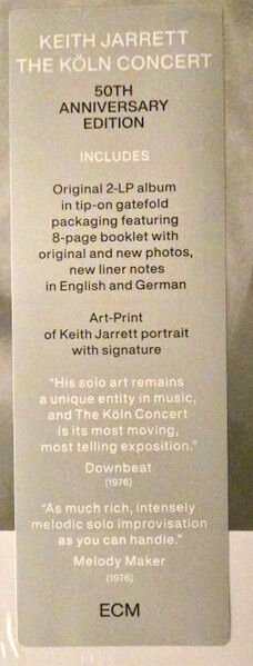 KEITH JARRETT - THE KÖLN CONCERT (1975) - 2LP + 8 PAGE BOOKLET + SIGNATURE ART PRINT  2025 50TH ANNIVERSARY EDITION SIFIR PLAK