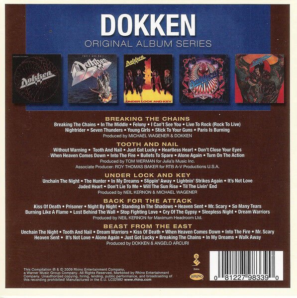 DOKKEN – ORIGINAL ALBUM SERIES / BREAKING THE CHAINS, TOOTH AND NAIL, UNDER LOCK AND KEY, BACK FOR ATTACK, BEAST FROM THE EAST (2009) - 5CD BOX SET AMBALAJINDA SIFIR