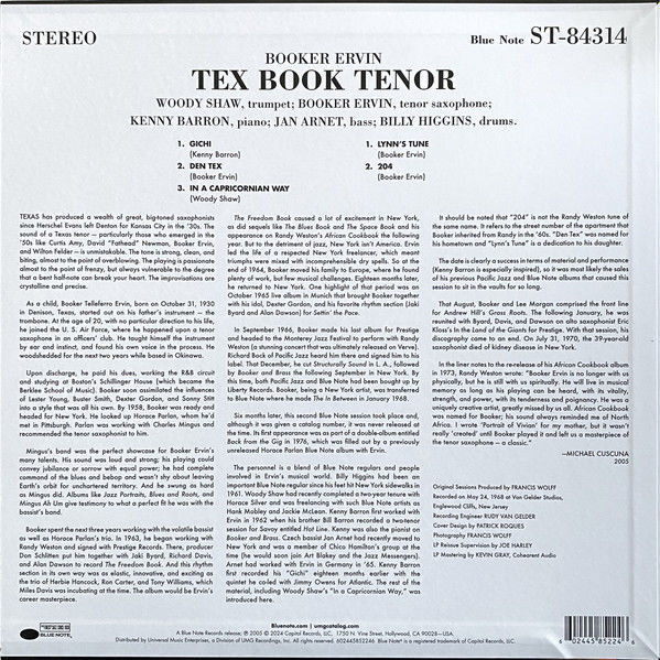 BOOKER ERVIN - TEX BOOK TENOR (2005) - LP BLUE NOTE TONE POET SERIES 180GR 2024 EDITION SIFIR PLAK