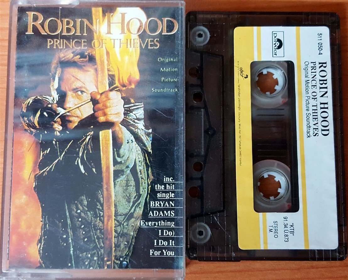 ROBIN HOOD - PRINCE OF THIEVES SOUNDTRACK (1991) YONCA CASSETTE MADE IN TURKEY ''USED'' PAPER LABEL
